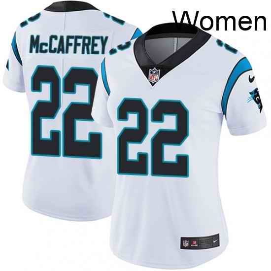 Womens Nike Carolina Panthers 22 Christian McCaffrey White Vapor Untouchable Limited Player NFL Jersey